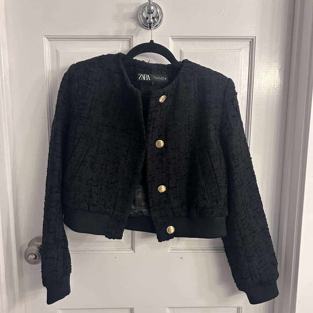 Zara Black Women's Jacket with Gold Buttons